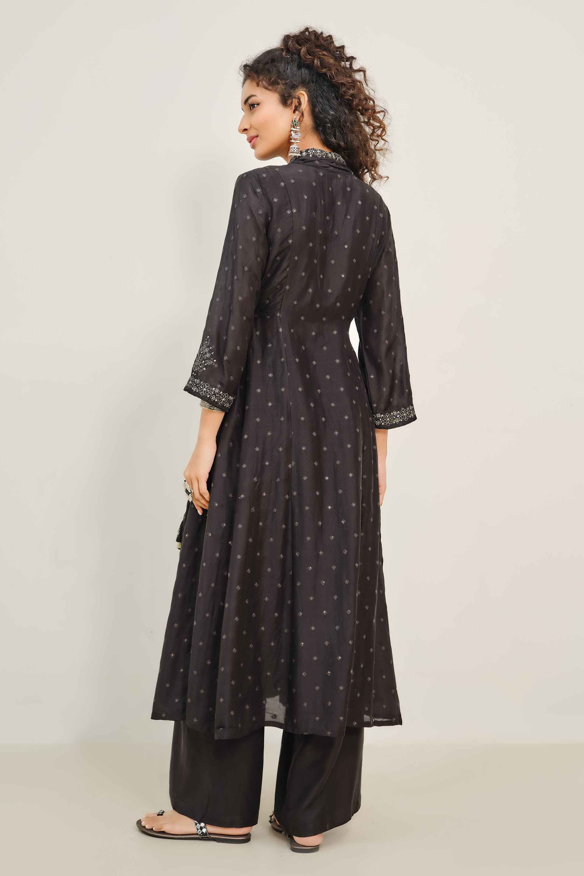 Ira Embroidered Black Kurta Set, Black, image 5